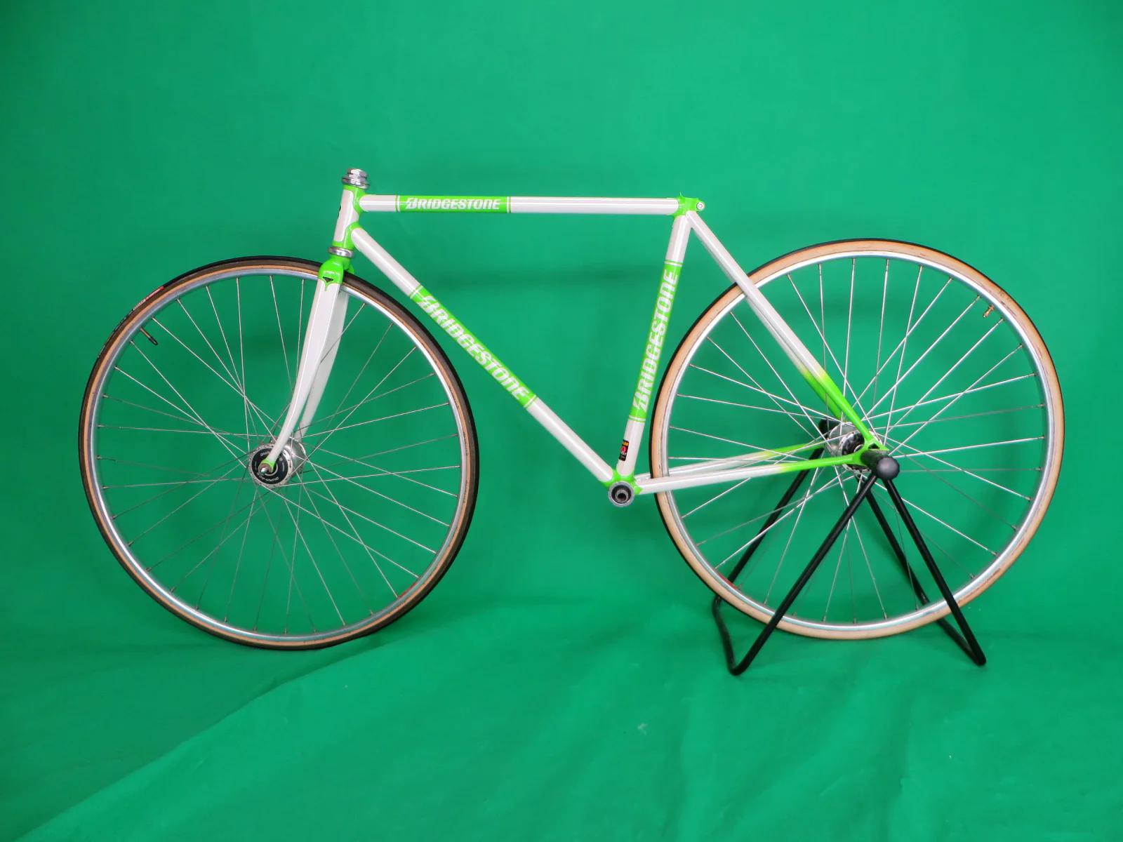Bridgestone Columbus Max Fork / Reynolds 520  // White / Yellowish Green // 48cm - Image 16
