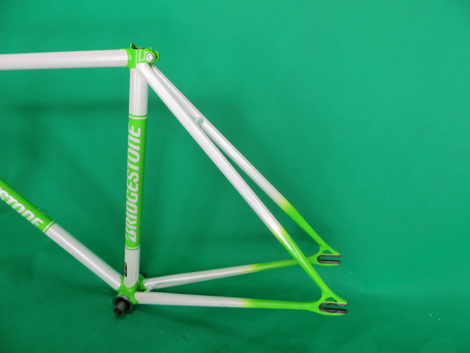 Bridgestone Columbus Max Fork / Reynolds 520  // White / Yellowish Green // 48cm - Image 8