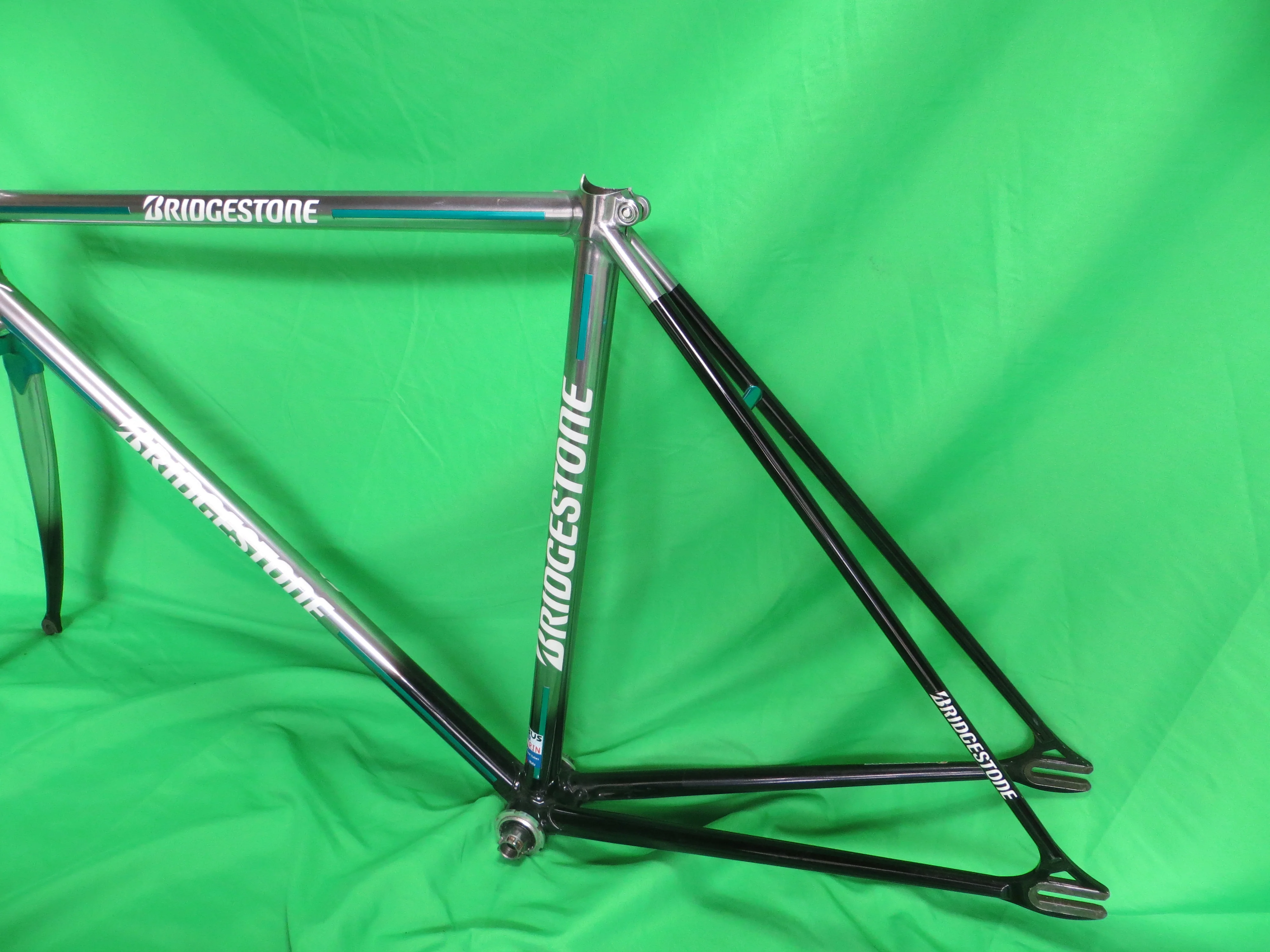 Bridgestone Columbus Max Frok/ Spirit Keirin // Mach Silver / Bluish Green / Black // 50cm - Image 8